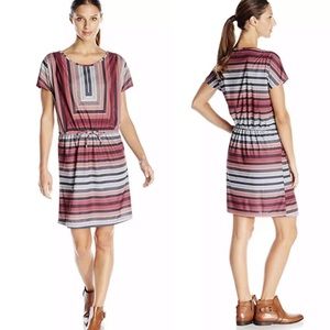 Prana Lindy Drawstring Stripe Redberry Dress